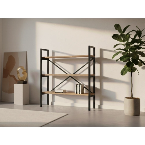 REGAŁ NA KSIĄŻKI METALOWY DREWNO LITE DĄB JESION OLCHA RNK-8